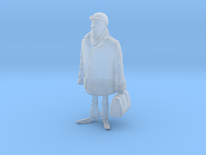 Man holding a suitcase in Clear Ultra Fine Detail Plastic