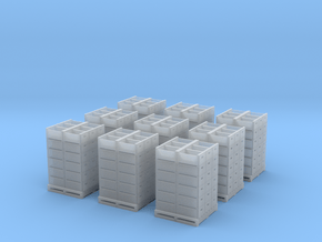 Citrus Field Lugs in Stacks with Pallets in N Scal in Clear Ultra Fine Detail Plastic