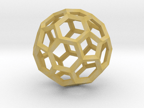 15cm Truncated Icosahedron-Archimedes09-Polyhedron in Tan Fine Detail Plastic