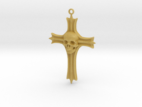 Skull Crucifix Pendant in Tan Fine Detail Plastic