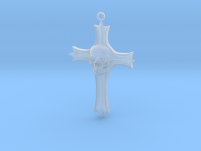 Skull Crucifix Pendant in Clear Ultra Fine Detail Plastic