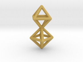 Twin Octahedron Frame Pendant Small in Tan Fine Detail Plastic