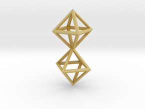 Faceted Twin Octahedron Frame Pendant in Tan Fine Detail Plastic
