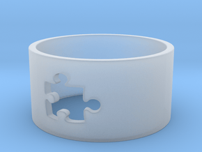 Puzzle Piece Ring Size 8 in Clear Ultra Fine Detail Plastic