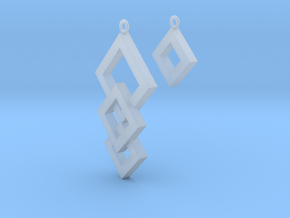 Three Squares Earrings - Asymmetrical in Clear Ultra Fine Detail Plastic
