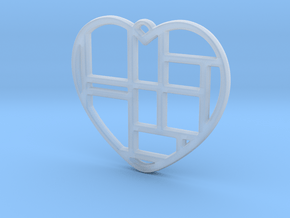 Mondrian Heart in Clear Ultra Fine Detail Plastic