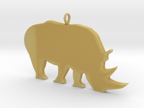 Rhino Silhouette Pendant in Tan Fine Detail Plastic