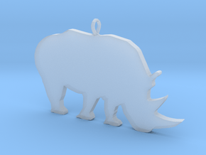 Rhino Silhouette Pendant in Clear Ultra Fine Detail Plastic