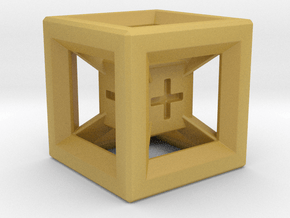 Fudge Dice Hypercube 1.5cm (D3) in Tan Fine Detail Plastic