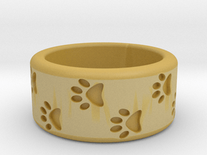 Cat Pawprints Ring in Tan Fine Detail Plastic