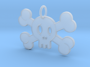 Cute Skull With Bones Pendant Charm in Clear Ultra Fine Detail Plastic