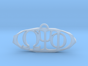 Omega Psi Phi Pendant in Clear Ultra Fine Detail Plastic