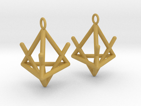 Pyramid triangle earrings type 2 in Tan Fine Detail Plastic