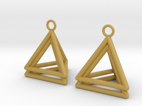 Pyramid triangle earrings type 4 in Tan Fine Detail Plastic