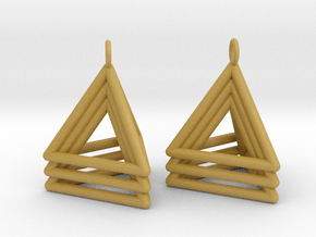 Pyramid triangle earrings type 5 in Tan Fine Detail Plastic