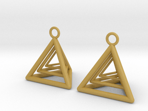 Pyramid triangle earrings type 9 in Tan Fine Detail Plastic