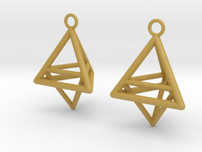 Pyramid triangle earrings type 10 in Tan Fine Detail Plastic