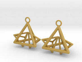 Pyramid triangle earrings type 12 in Tan Fine Detail Plastic