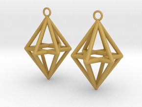 Pyramid triangle earrings type 14 in Tan Fine Detail Plastic