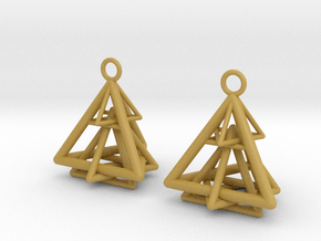 Pyramid triangle earrings type 15 in Tan Fine Detail Plastic