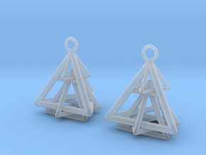 Pyramid triangle earrings type 15 in Clear Ultra Fine Detail Plastic