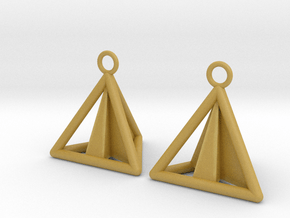 Pyramid triangle earrings Serie 2 type 3 in Tan Fine Detail Plastic