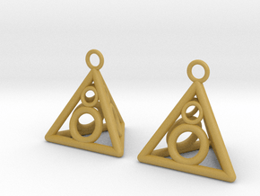 Pyramid triangle earrings serie 3 type 3 in Tan Fine Detail Plastic