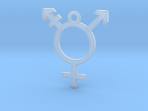 Transgender Pendant in Clear Ultra Fine Detail Plastic
