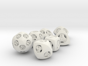 Overstuffed Dice Set with Decader in White Natural Versatile Plastic