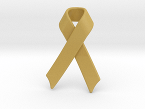 Classic Awareness/Cancer Ribbon Pendant in Tan Fine Detail Plastic