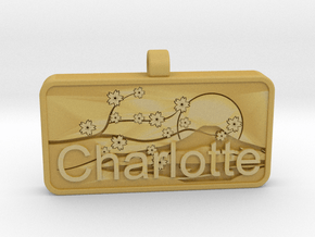 Charlotte Name Tag kanji katakana in Tan Fine Detail Plastic