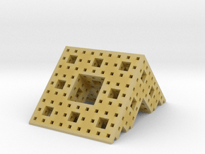 Menger roof (3 iterations), small in Tan Fine Detail Plastic