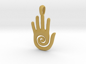 Hopi Spiral Hand Creativity Symbol Jewelry Pendant in Tan Fine Detail Plastic