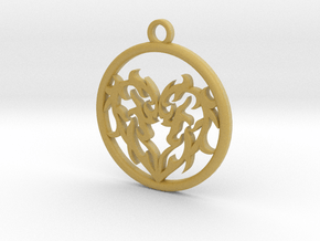 Circle Heart Pendant in Tan Fine Detail Plastic