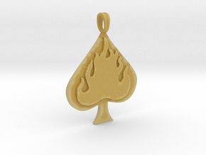 Flaming SPADE Jewelry Symbol Lucky Pendant  in Tan Fine Detail Plastic