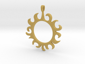 Tribal Sun Design Jewelry Symbol Pendant in Tan Fine Detail Plastic