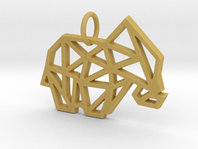 Geometric Elephant Keychain in Tan Fine Detail Plastic