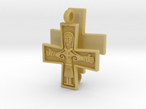 Virgin Mary Cross pair in Tan Fine Detail Plastic