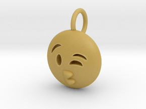 Dime Sized Emoji Kissy Face in Tan Fine Detail Plastic