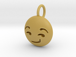 Dime Sized Emoji Smirk in Tan Fine Detail Plastic