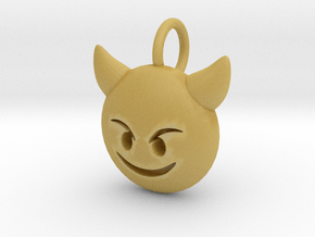 Dime Sized Emoji Smiling Imp in Tan Fine Detail Plastic