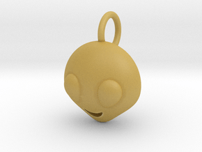 Dime Sized Emoji Alien in Tan Fine Detail Plastic