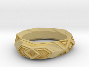 Fractal polygon ring (size 8.5 default) in Tan Fine Detail Plastic