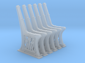 GWR Bench ends x 6 O Scale 7mm in Clear Ultra Fine Detail Plastic