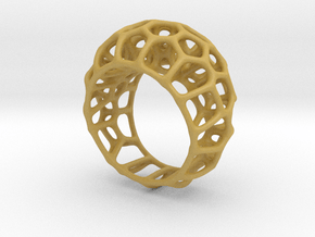 Voronoi Cell Ring  (Size 60) in Tan Fine Detail Plastic