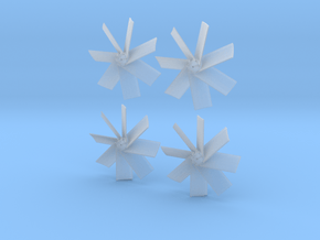 Four Propellers Left & Right 7-Blade and Left & Ri in Clear Ultra Fine Detail Plastic