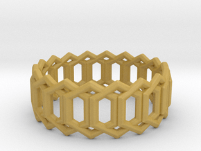 Geometric Ring 4- size 7 in Tan Fine Detail Plastic