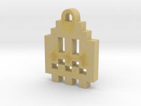 Pac Man Ghost 8-bit Earring 1 (afraid) in Tan Fine Detail Plastic