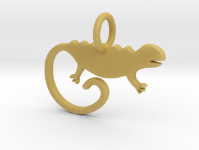 Chameleon Pendant and Keychain in Tan Fine Detail Plastic