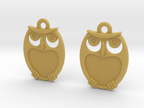 Owl Earrings in Tan Fine Detail Plastic